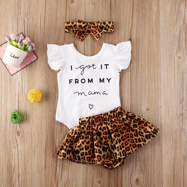 Baby Girl Leopard Skirt Set / Beautiful Letter Print I Got It From Mama