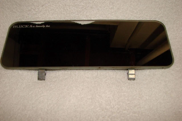 Vintage 10" Buick Vanity Mirror Marked " Buick It's A Beauty Too " With Clips