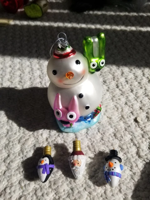 HALLMARK Keepsake HOOPS & YOYO Snowman CHRISTMAS and 3 lightbulb 2006 ornaments