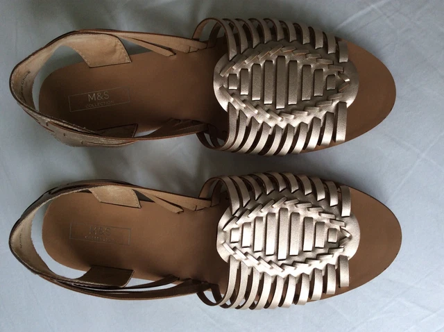 Marks and spencer gold sandals online