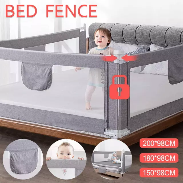 SALE! 180CM Bed Guard Toddler Safety Child Bed Guard Sleeper Bed Rail-Pink UK