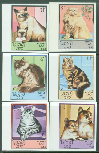 EDW1949SELL : LAOS 1983 Scott #493-98 Cats Complete set Imperforated. VF Mint NH