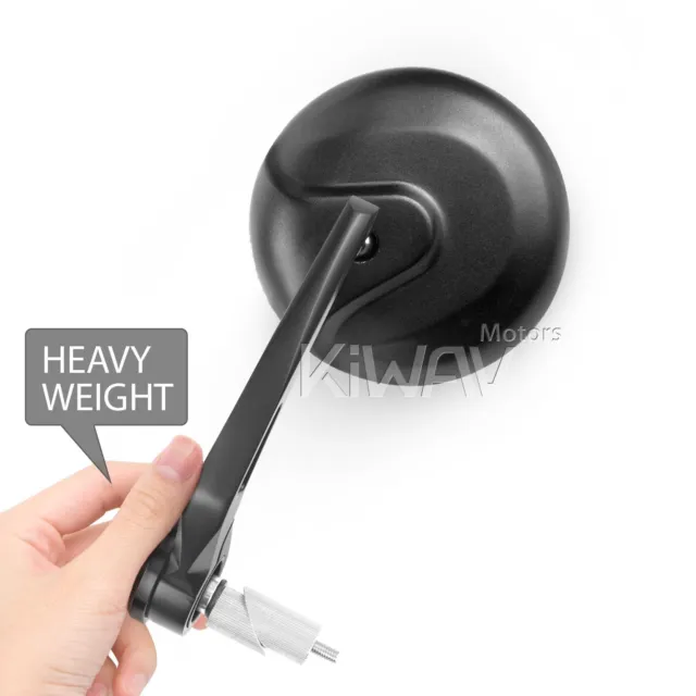 Bar end mirrors heavy weight RETRO round black for most Harley can flip