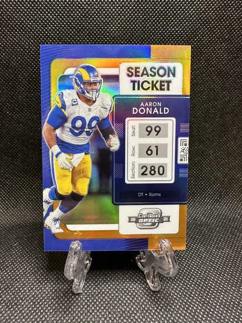2021 Panini Contenders Optic Season Ticket Orange Prizm /50 Aaron Donald #52