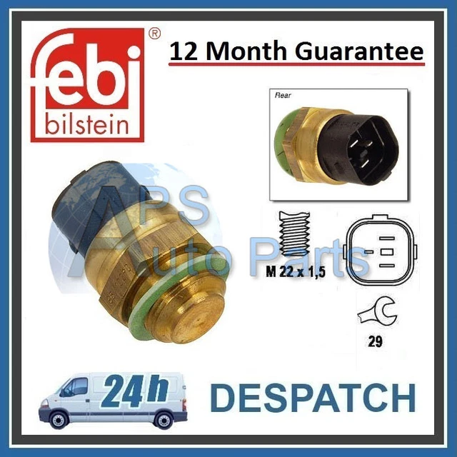 Febi Bilstein 01528 Radiator Fan Temperature Switch - 95°C/84°C & 102°C/92°C, 3-Pin, M22x1.5 Thread, Made In Germany