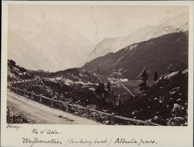 Suisse, Saint Moritz, le col de Albula. Vintage albumen print. Tirage albumi