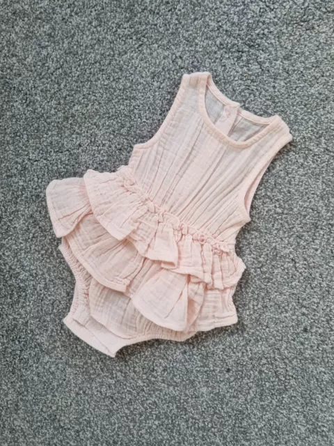 Baby Girls Pink Romper Outfit Frilly 0-3 Months ruffles summer bb