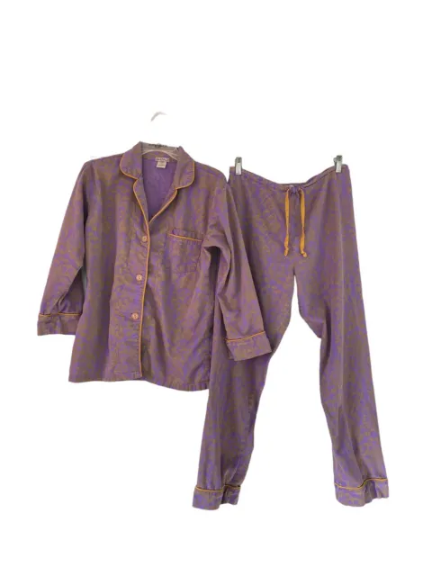Bed Head Purple and Gold Long Sleeve Pajama 100% Fine Cotten Women’s Size Small