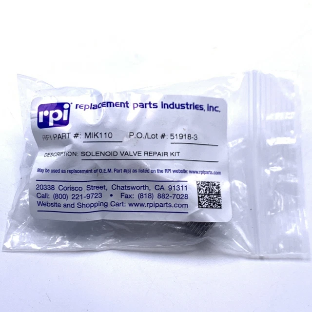 Midmark M9 M9D M11 M11D Autoclave Solenoid Valve Repair Kit RPI #MIK110