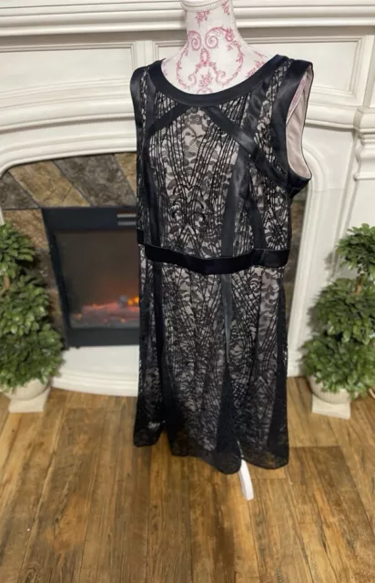 Plus Size 3X Dress Black Lace Fit & Flare Womens Midi Sleeveless Julia Jordan