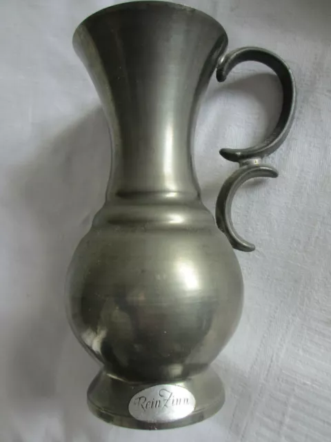 Vase Zinn antik 92% Zinn ca. 12 cm hoch, 8 cm breit mit Henkel