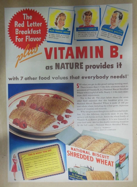 Nabisco Cereal Ad: War Time Shredded Wheat from 1941 Size: 11 x 15 inches
