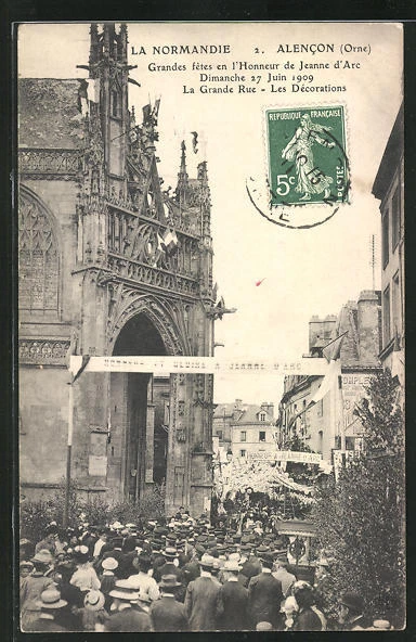 CPA Alencon, Grand Festivities in Honor of Joan of Arc 1909, La Grande Rue, Le