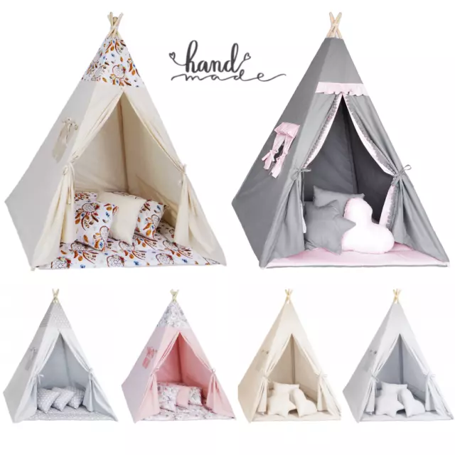 Tipi Zelt für Kinder Spielzelt Tippi Kinderzelt Spielhaus Babyzelt Wigwam Set