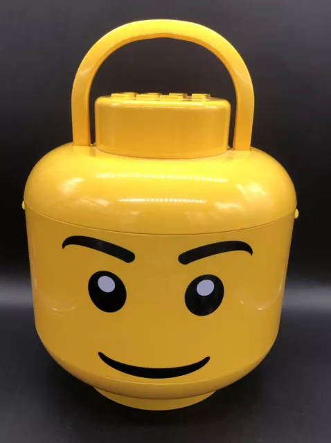 12 Lego Head - Brick Sorter - Storage Cont. - Yellow Face -- Lid & 2 Trays