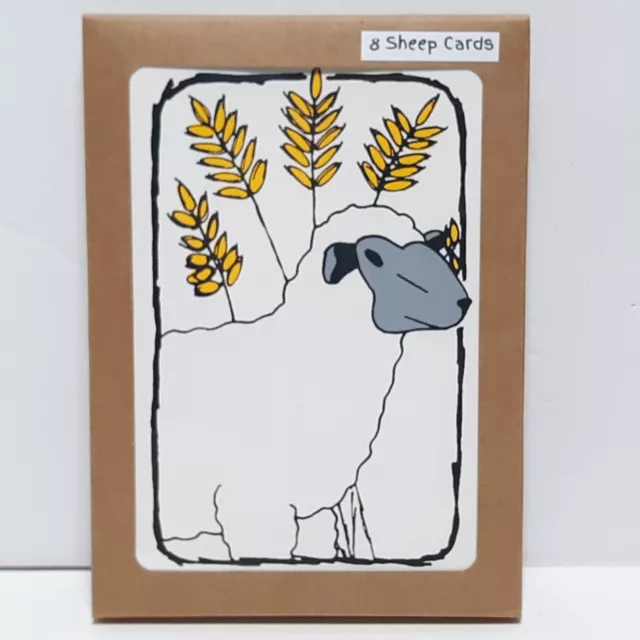 BOXED SET OF 8 Sheep Lamb Cards Farmhouse Animal Birthday Farm Blank Greeting