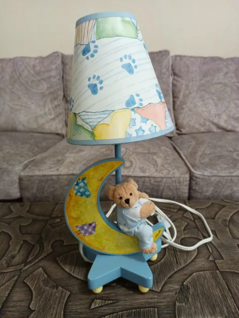 Vintage Boyd's Bears Nursery Night Light Lamp Baby Children's Bear, Moon, Star