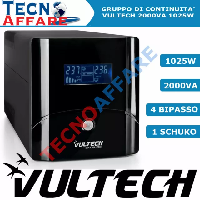 Gruppo Di Continuità UPS 2000VA Stabilizzatore PC Monitor Vultech UPS2000VA-PRO