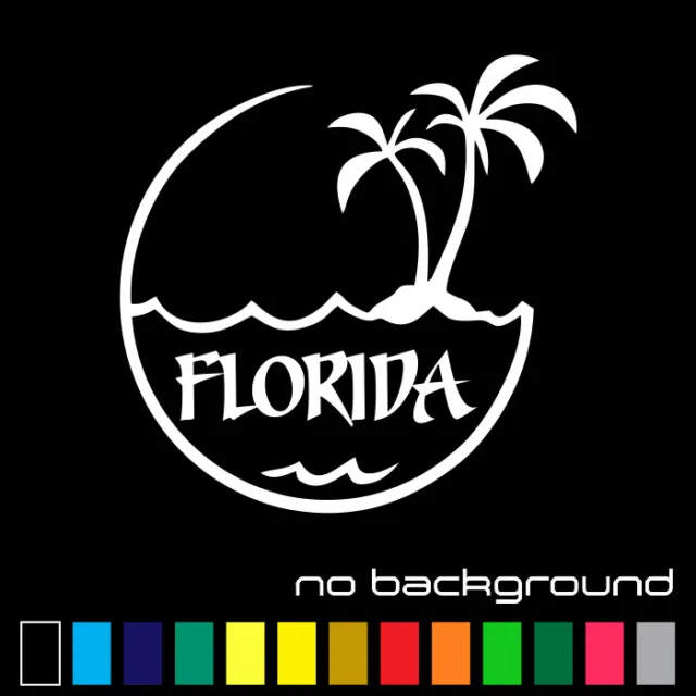 Florida Sticker Vinyl Decal - Palm Tree Beach Sunshine Orange State Car Window