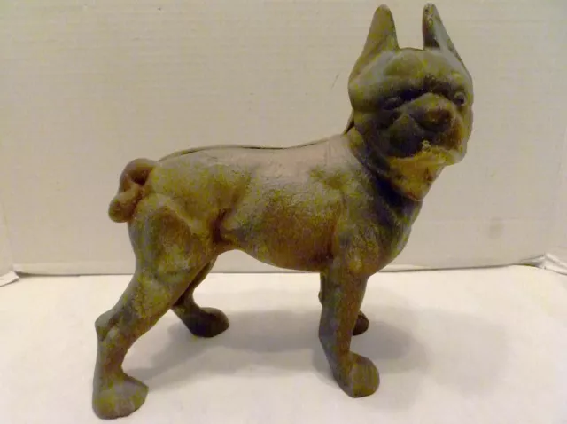 Vintage CAST IRON Bull Dog 10 LB DOOR STOP Figurine AGED PATINA