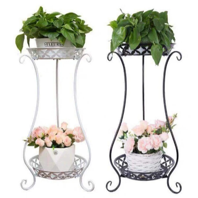 Plant Holder 2-9 Pots Flower Stand Indoor Garden Metal Display Planter Rack Cafe