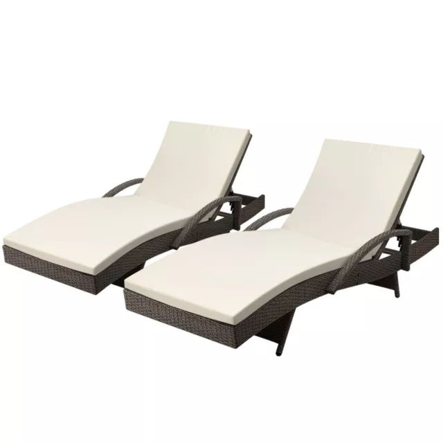 Gardeon 2pc Sun Lounge Outdoor Furniture Day Bed Rattan Wicker Patio Lounger