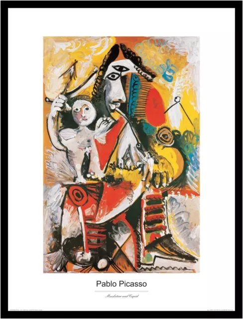 Pablo Picasso Poster Kunstdruck Bild im Alu Rahmen Musketier und Amor 80x60cm