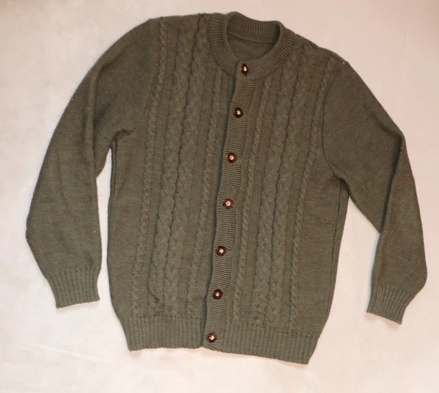 100% WOLLE ZOPF STRICK TIROLER TRACHTEN WALK JACKE WIESN , ca Gr. 50