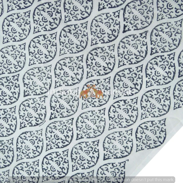 Indien par Le Yard Handmade Naturel Bloc Imprimé 100% Coton Voile Couture Tissu