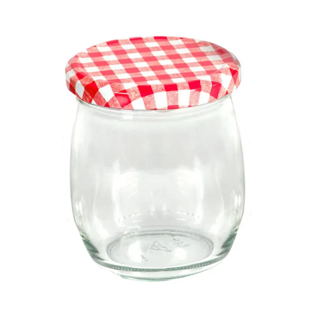 EmSy 59042 Einkochglas, 420 ml, rot/weiß (6er Pack)