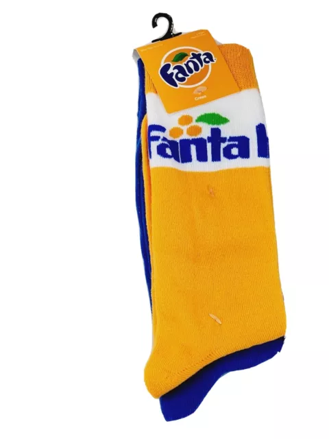 Fanta Socks Unisex Medium 6-11 Orange Soda Pop 2-PACK NEW Crew Calf Coca-Cola
