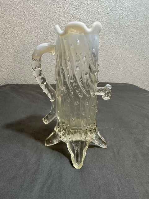 Antique Northwood Glass Pump Creamer White Opalescent 6 3/4" T