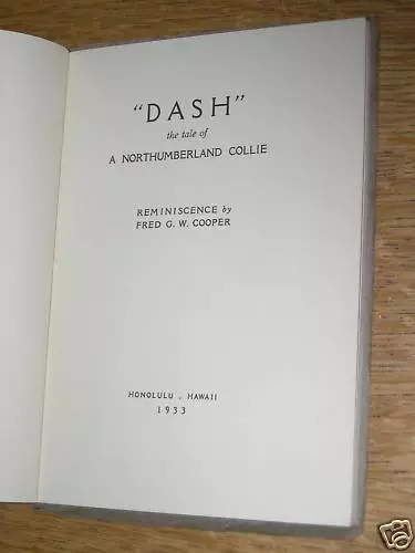 Rare Dog Story Book About A Border Collie "Dash" 1933