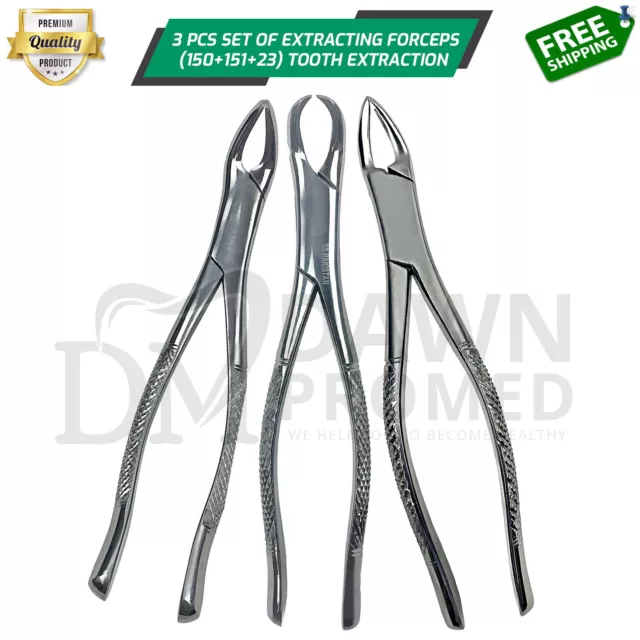 Dental Extracting Extraction Forceps # 150+151+23 Set Surgical Inst German Grade