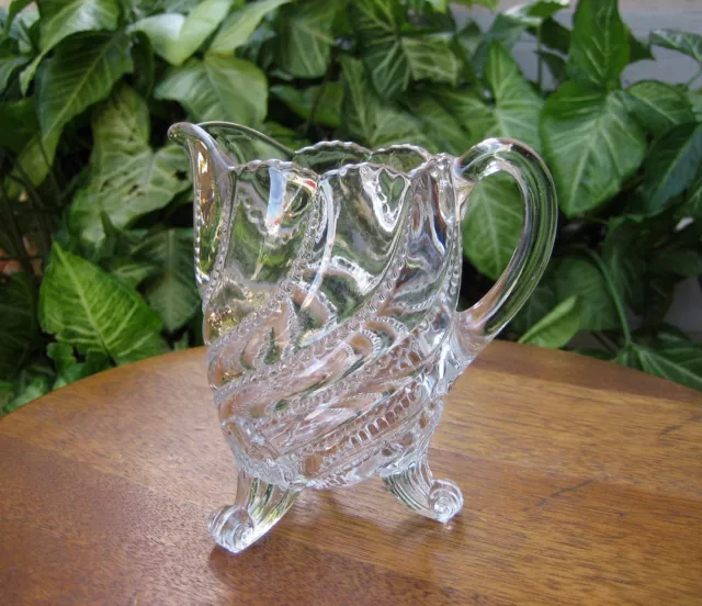 EAPG Beaded Swirl Cream Pitcher Antique Creamer in Clear Crystal