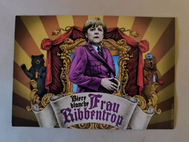 Angela Merkel als Frau Ribbentrop, Werbepostkarte für Bier aus LVIV, Ukraine
