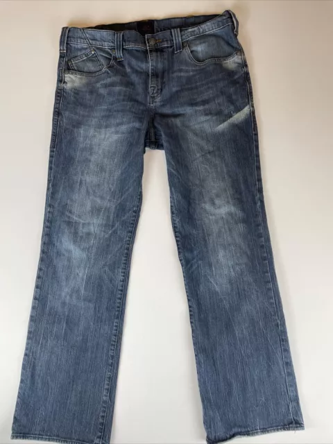 Rock & Republic Mens 38x32 Distressed Straight Leg Denim Blue Jeans
