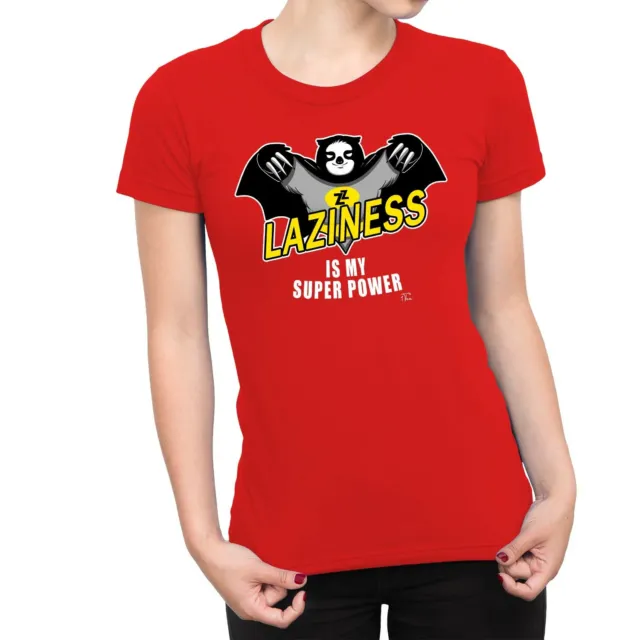 1Tee Womens Laziness Is My Superpower Sloth T-Shirt