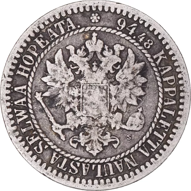 [#1172911] Monnaie, Finlande, Alexander II, Markka, 1865, Helsinki, B+, Argent,