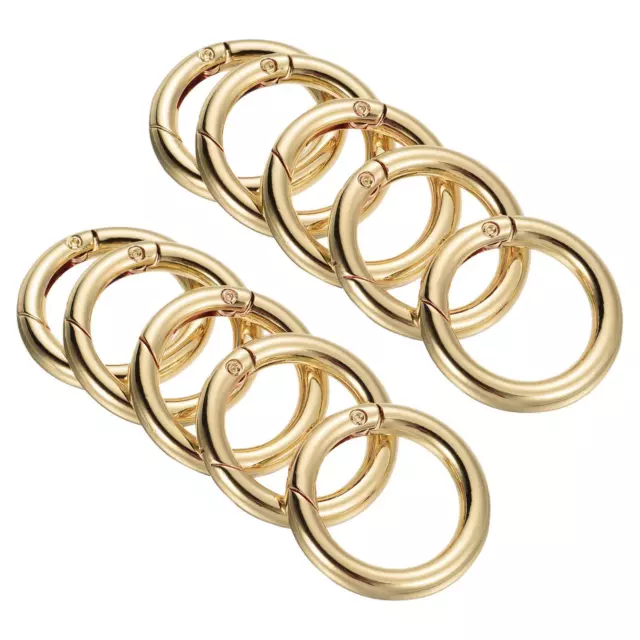 10pcs 36x25x5.5mm Spring Gate O Rings Round Snap Clip for Keyrings Light Gold