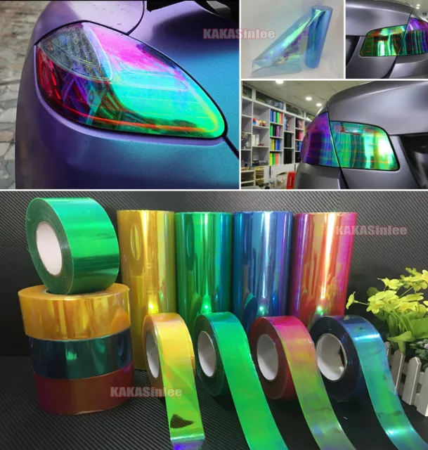 Car Glossy Chameleon Mirror Headlight Taillight Vinyl Wrap Strips Sticker - AB