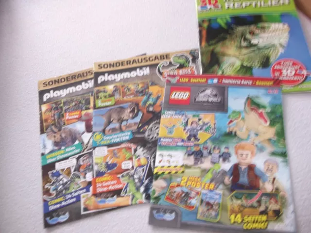 4 Magazine Dinosaurier Playmobil Dino Rise, Lego Jurassic World Insekten + Repti