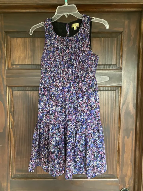 princess vera wang floral dress small smocked sundress purple