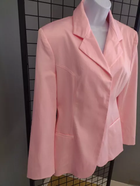 Zara Straight Satin Feel Blazer Woman's Size Med Long Sleeve Pink Snap Jacket 3