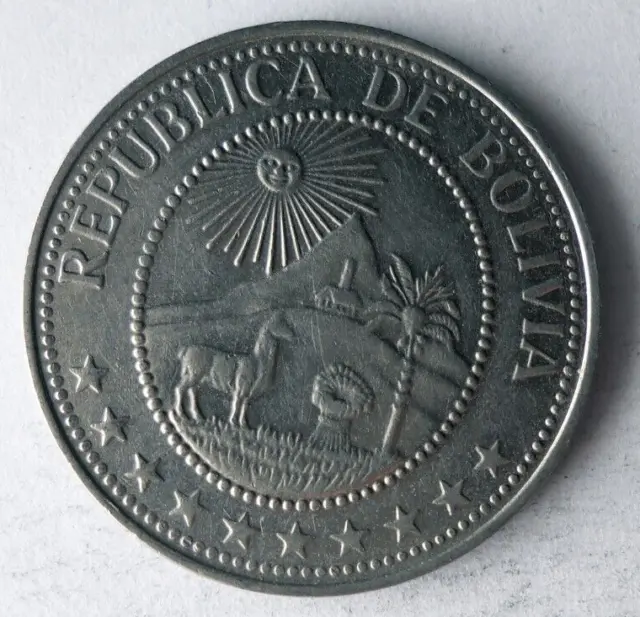 1965 BOLIVIA 20 CENTAVOS - Excellent Coin - FREE SHIP - Bin #322 2
