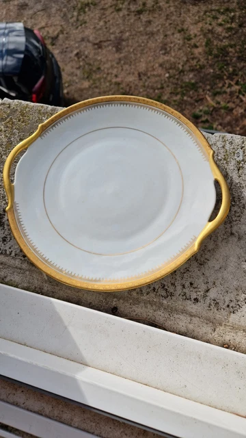 Service A Dessert En Porcelaine De Limoges Ancien Doré À L'or Fin Pour 12