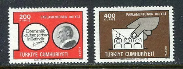 31081) TURKEY 1977 MNH** Turkish Parliament 2v.