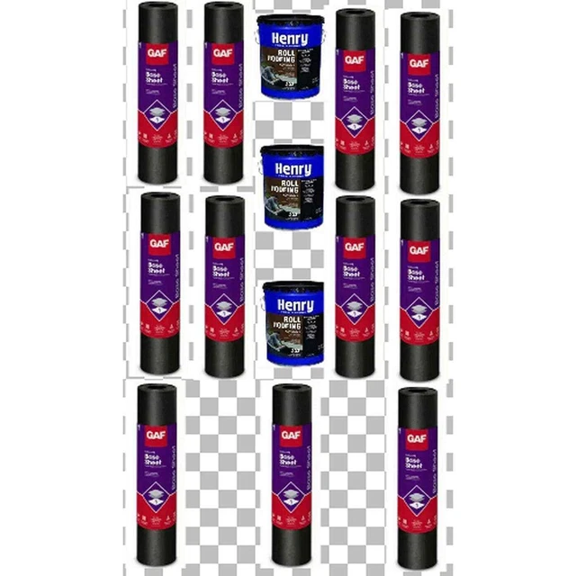 11 Rolls GAF #75 Base Sheet (3300 SQ FT) & 15 GAL HENRY Roof Adhesive LOCAL P/U
