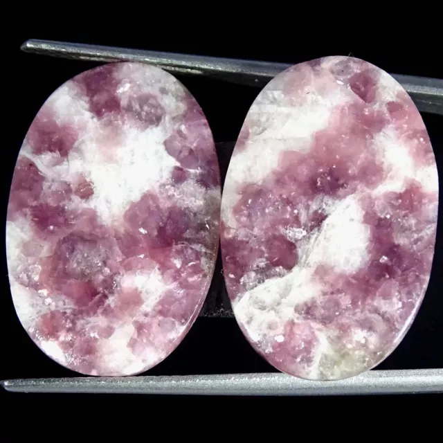22.40Cts Natural Pair Lepidolite Loose Oval Cabochon Gemstones