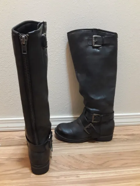 NEW Madden Girl Women's Legacie Boots Riding Knee High Faux Leather Black 6.5 2
